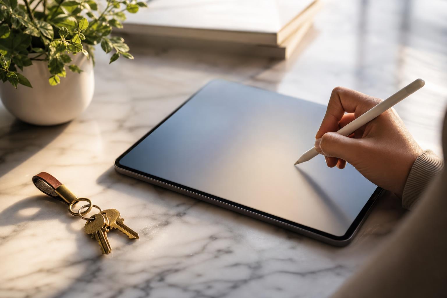 Contrato digital de locação assinado em tablet